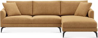 Castlery Lena Chaise Sectional Sofa Right Facing Customized, (Washed Chenille) Caramel, Machine Washable, Castlery