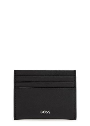 BOSS Boss Northon Logo Saffiano Leather Card Holder - Black - One Size