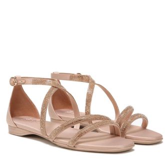Naturalizer Sicily Sandal Womens Beige Rhinestone Square Toe KHD1166