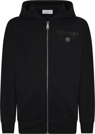Philipp Plein Fleece Zip Hoodie Greatness - Heren - Vesten met rits - Zwart - L - Katoen - Hoodies & sweatvesten