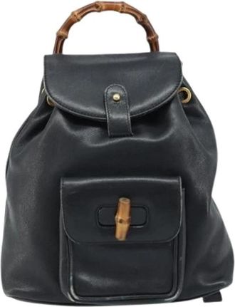 Gucci Pre-owned Vintage Rugzak - Dames - Vintage Rugzakken - Zwart - ONE Size - Leer - Vintage