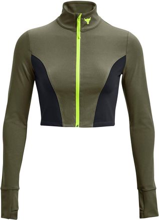 Under Armour Womens Project Rock Cropped Gym Jacket in Green - Size 12 UK