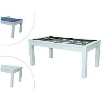 Vente-Unique Tavolo trasformabile Biliardo e Ping pong L182 x l102 x H80 cm Bianco - HENK