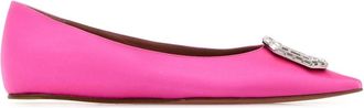 Amina Muaddi Womens Fuchsia Satin Camelia Ballerinas - Dusty Pink Textile - Size EU 37