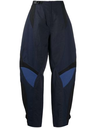 Stella McCartney tapered panelled trousers - women - Cotton - 40 - Blue