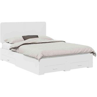 vidaXL Bed Frame with Headboard White 140 x 200 cm Engineered Wood vidaXL