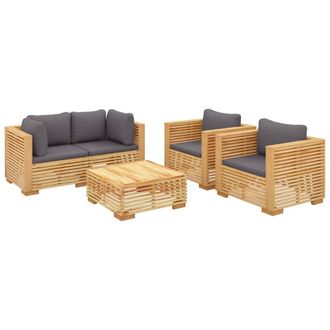 vidaXL Juego Muebles De Jard&iacute;n 5 Piezas Y Cojines Madera Maciza Teca Vidaxl