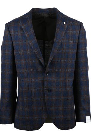 Lubiam Checkered Wool Cotton Cashmere Blend Jacket with Soft Texture