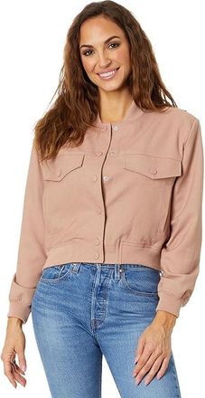 Blank NYC Woven Bomber Jacket with Pockets Womens Clothing Pink : XS, Polyester/Spandex/Viscose