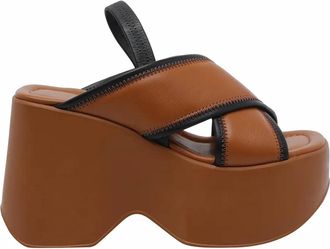 Vic Mati&eacute; Womens Cognac Criss Cross Platform Sandal In Brown