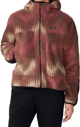 Mountain Hardwear Hicamp Fleece Printed Hoody In Clay Earth Zig Zag Print