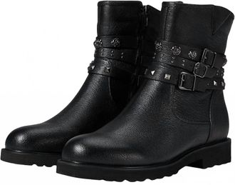 David Tate Womens Blade Leather Boots In Black Pebble Grain