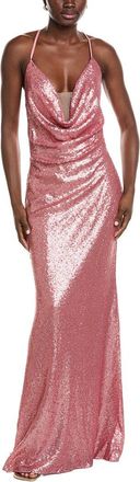 Rene Ruiz Draped Cowl Neckline Gown