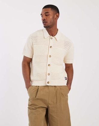 Tommy Jeans Cardigan a maniche corte alluncinetto beige-Neutro