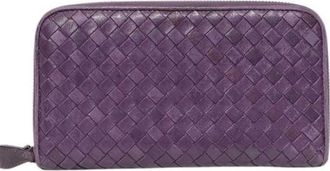 Bottega Veneta Intrecciato Purple Leather Long Wallet (Bi-Fold) (Pre-Owned)