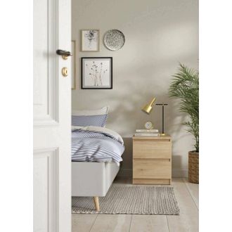 Dmora Mesa De Noche Garance, C&oacute;moda Baja, Mesilla De Noche, Estante De La Cama, 50x40 H50 Cm, Roble Claro - Dmora