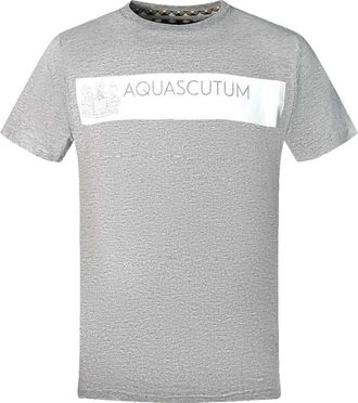 Aquascutum Heren T-shirt met blokjeslogo (Grijs)