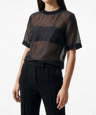 Exquise Beaded Crewneck Blouse In Black