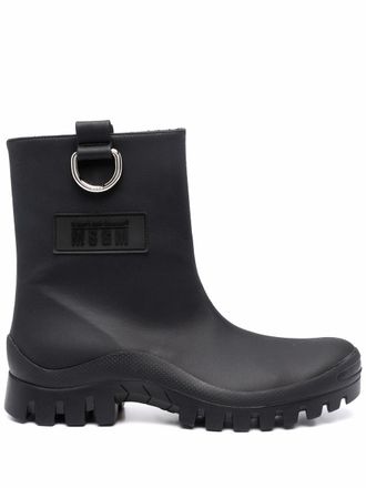 Msgm round-toe ankle leather boots - Black