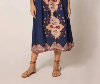 Cleobella Asha Midi Dress In Navy Lagos