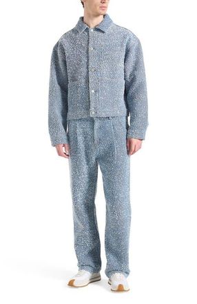 Mani&egrave;re De Voir Damien Boucle Jacket with Back Pleat in Blue at Nordstrom, Size Xx-Large