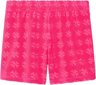 Tory Burch Fuchsia Logo Katoenen Shorts - Dames - Bermuda - Roze - L - Katoen - Korte Broeken