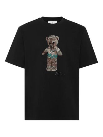 Philipp Plein Teddy Bear crystal-embellished T-shirt - men - Glass Fiber/Cotton - S - Black