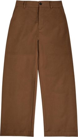STUDIO NICHOLSON Bosworth Curved-leg Cotton Trousers - Brown - XL