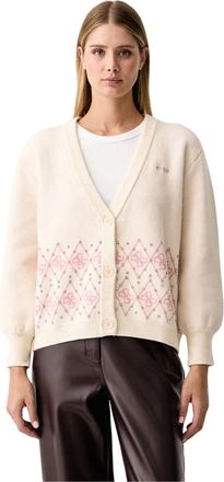 Guess 4G Logo Cardigan - Dames - Truien - Beige - Maat: XS