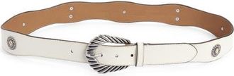 Treasure & Bond Aria Concho Leather Belt in Ivory Tofu- Antique Silver at Nordstrom, Size X-Large