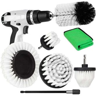 OEM Juego De 7 Cepillos De Limpieza Blancos Soft-breath Para Taladro/atornillador. Cepillos Para Limpiar Ba&ntilde;os, Duchas, Cocinas Y Cer&aacute;mica. -crezuo