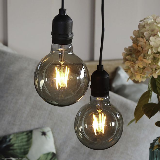 Hellum Retro Hängelampe mit Batterie und Fernbedienung outdoor 2er Set, dimmbare Glühbirne mit Batterie und Timer (8xAA nicht inkl.), Lampe outdoor, golden, ab 55,99 €