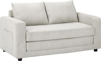 Vente-Unique Sof&aacute; cama de 2 plazas de terciopelo beige MIRTO