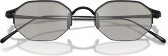 Giorgio Armani 0ar6171t Geometric Octagonal Black Titanium Sunglasses