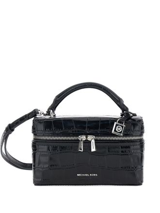 Michael Kors Jana Black Croco Leather Shoulder Bag