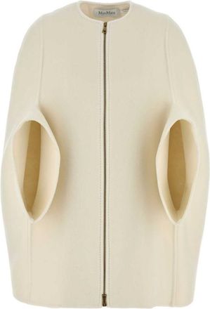 Max Mara White Wool Placido Cape