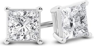 Grown Brilliance 14K White Gold IGI Certified 3 Carat Princess Cut Lab Grown Diamond Stud Earrings for Women, VS Clarity, E-F Color