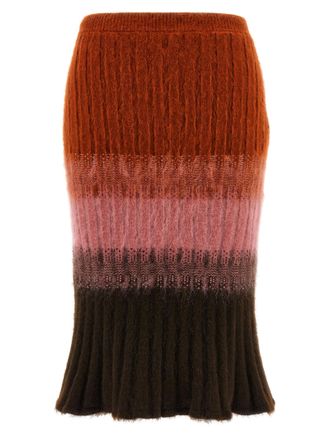Fendi Multicolor Wool Midi Womens Skirt