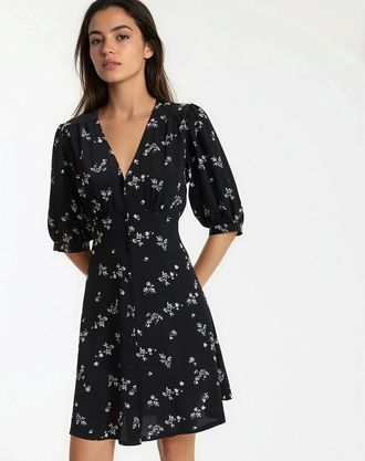 La Redoute Collections Korte rechte jurk, bloemenprint, korte mouwen