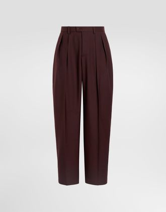 Dolce & Gabbana Wool Gabardine Trousers - Man Pants And Shorts Multi-colored Wool 46