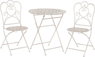 Beliani Beliani - Conjunto De Balc&oacute;n 2 Plazas De Metal Beige Claro Mesa 2 Sillas Moderno Trieste