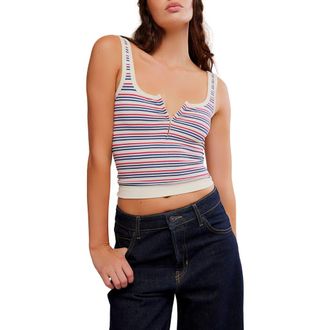 Free People Simply Soft Stripe Tank in Peri Combo at Nordstrom, Size X-Small