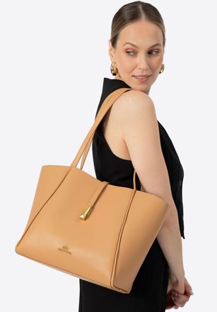 Wittchen Dames leren shopper met uitneembaar zakje, beige, natuurlijk leer