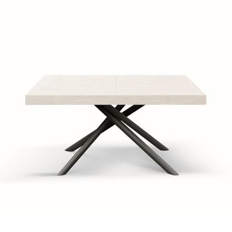 Konte Design Mesa de madera, blanco ceniza, base antracita, ext.140x90-220x90cm