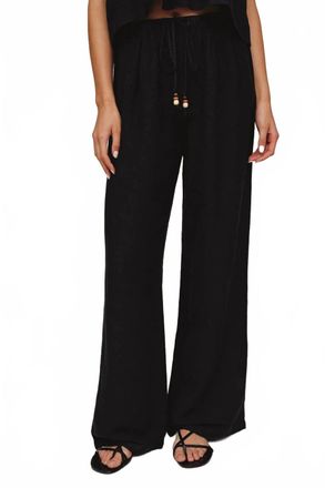 Bella Dahl Beaded Drawstring Beach Pant In Black