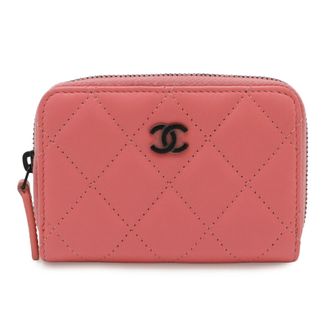 Chanel Matelasse Coral Pink Leather Coin Purse/Coin Case (Pre-Owned)