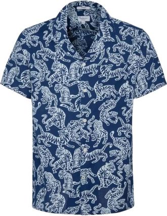 Pepe Jeans London Compton Shirt - Heren - Korte mouwen Overhemden - Blauw - L - Katoen - Overhemden