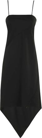 Helmut Lang Midi Dresses, female, Black, 2XS, Hem Dress with Scarf Detail