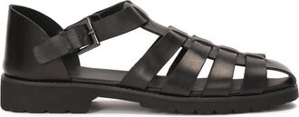 Kazar Zwarte sandalen voor mannen met een bedekte hak en een teen. Dit product valt groot uit. - Heren - Sandalen - Zwart - 40 EU - Leer - Schoenen