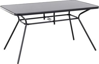 Beliani Beliani - Mesa de jardín cuadrada acero revestido de polvo negro 140 x 80 cm moderna exterior Livo